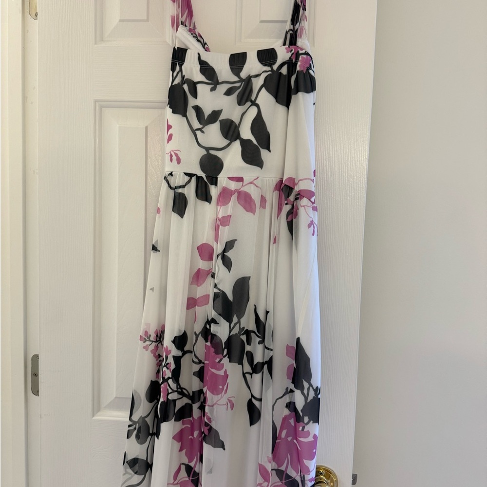 Maurices Black and Pink Floral Maxi Dress